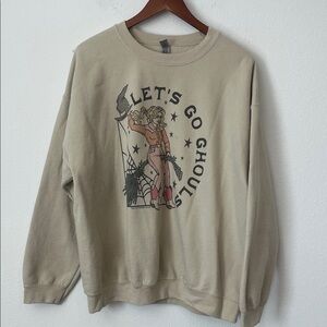 Let’s Go Ghouls Dolly Shania Western Graphic Halloween Cream Sweatshirr